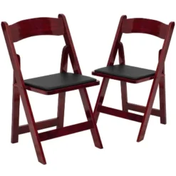 Emma And Oliver 2 Pack Wedding Party Event Wood Folding Chair With Vinyl Padded Seat -Emma And Oliver GUEST 0ff26685 702e 4a6e 8252 4ac2e0335f1a