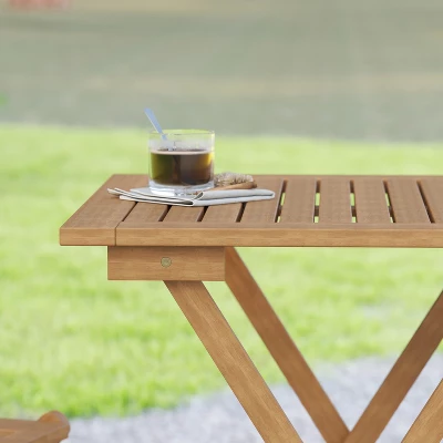 Emma And Oliver Portable Natural Solid Acacia Wood Folding Patio Side Table For Indoor And Outdoor Use 3 Emma And Oliver Portable Natural Solid Acacia Wood Folding Patio Side Table For Indoor And Outdoor Use - Image 3