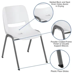 Emma And Oliver White Ergonomic Shell Student Stack Chair - Classroom Chair / Office Guest Chair -Emma And Oliver GUEST 103b14d7 e604 4745 9aaa 0a556d4392df
