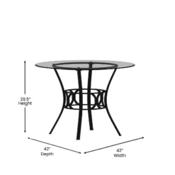 Emma And Oliver 42'' Round Glass Dining Table With Black Metal Frame 15 Emma And Oliver 42'' Round Glass Dining Table With Black Metal Frame -Emma And Oliver GUEST 103b8def 9347 4466 a823 0cef6e675469