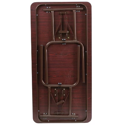 Emma And Oliver 4-Foot Mahogany Melamine Laminate Folding Banquet Table 7 Emma And Oliver 4-Foot Mahogany Melamine Laminate Folding Banquet Table - Image 7