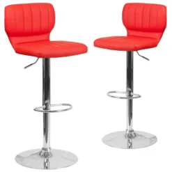 Emma And Oliver 2 Pack Contemporary Vinyl Adjustable Height Barstool With Vertical Stitch Back And Chrome Base -Emma And Oliver GUEST 10bbe28e 318a 4cf4 a391 cd0728fb680b