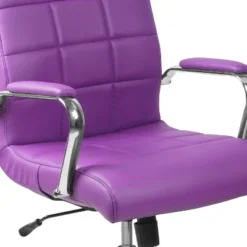 Emma And Oliver Mid-Back Vinyl Executive Swivel Office Chair With Chrome Base And Arms -Emma And Oliver GUEST 11611c18 ae94 4dc0 8299 84bcfcde0c5b
