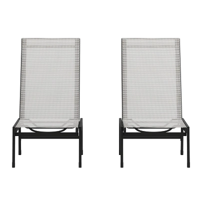 Emma And Oliver Set Of 2 Textilene Adjustable 5 Position Patio Chaise Lounge And Metal Frame 12 Emma And Oliver Set Of 2 Textilene Adjustable 5 Position Patio Chaise Lounge And Metal Frame - Image 12