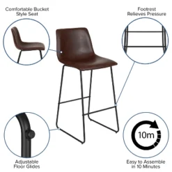 Emma And Oliver Set Of 2 Kitchen Bar Height Stool - 30 Inch LeatherSoft Barstool -Emma And Oliver GUEST 11ed4a4d dba3 4b51 aa75 bef22d647abb