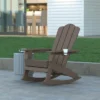 Emma And Oliver Adirondack Rocking Chair With Cup Holder, Weather Resistant HDPE Adirondack Rocking Chair In Brown