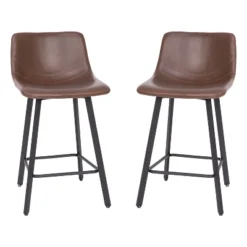 Emma And Oliver Set Of Two 24" Modern Upholstered Barstools, Matte Metal Frames And Plastic Floor Glides -Emma And Oliver GUEST 12407b3b 7d6c 43d3 a2af 0a50174128fb