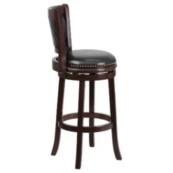 Emma And Oliver 29"H Panel Back Cappuccino Wood Swivel Seat Barstool -Emma And Oliver GUEST 124eadd0 56de 40a8 af5a 4d55609528bd