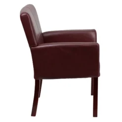 Emma And Oliver Leather Executive Side Reception Chair With Mahogany Legs -Emma And Oliver GUEST 1252e819 a097 4363 bdc7 e655ebf52e4d