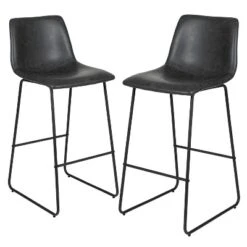 Emma And Oliver Set Of 2 Kitchen Bar Height Stool - 30 Inch LeatherSoft Barstool -Emma And Oliver GUEST 12f0aa07 c5e5 42a1 99e9 950193180614