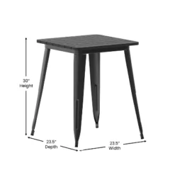 Emma And Oliver Indoor/Outdoor Dining Table, 23.75" Square All Weather Poly Resin Top With Steel Base -Emma And Oliver GUEST 134ae231 8ffd 41d6 9b0e f84d89b29737