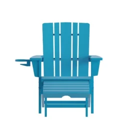 Emma And Oliver Set Of 2 Adirondack Chairs With Cup Holders And Pull Out Ottoman, All-Weather HDPE Indoor/Outdoor Lounge Chairs -Emma And Oliver GUEST 134d1207 b917 4332 9f8f acfbbbb5c79f