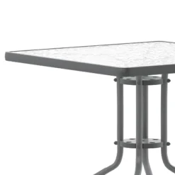 Emma And Oliver 31.5" Square Tempered Glass Metal Table With Smooth Ripple Design Top -Emma And Oliver GUEST 13b14788 2a9e 4237 9fb1 6e59fa863be3