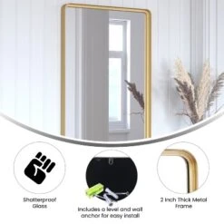 Emma And Oliver Wall Mirror With Silver Backing For Clarity And Shatterproof Glass For Entryways, Bathrooms & More -Emma And Oliver GUEST 13c53404 da63 48d2 8748 afdd29852f60