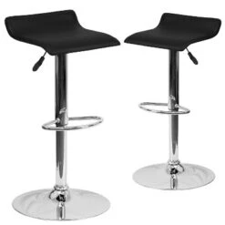 Emma And Oliver 2 Pack Contemporary Vinyl Adjustable Height Barstool With Solid Wave Seat And Chrome Base -Emma And Oliver GUEST 13e2d0a9 8eb4 4da6 ab37 6dfb5d81508f