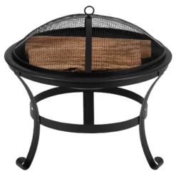 Emma And Oliver 22" Round Wood Burning Outdoor Portable Firepit With Mesh Spark Screen And Poker -Emma And Oliver GUEST 140ec538 14e5 42b1 9828 48d98e3695d8