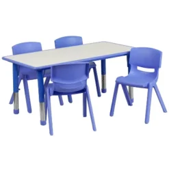 Emma And Oliver 23.625"W X 47.25"L Rectangular Plastic Height Adjustable Activity Table Set With 4 Chairs -Emma And Oliver GUEST 1512f213 74b3 45b1 95fa 8f563fa9dc63