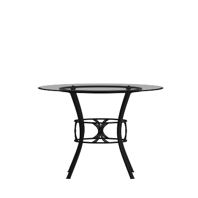 Emma And Oliver 42'' Round Glass Dining Table With Black Metal Frame 10 Emma And Oliver 42'' Round Glass Dining Table With Black Metal Frame - Image 10