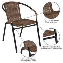 Emma And Oliver 2 Pack Rattan Indoor-Outdoor Restaurant Stack Chair With Curved Back -Emma And Oliver GUEST 1526eb52 726e 4d9e 8d9a 6f83e97a2adf