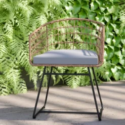 Emma And Oliver Set Of Two All-Weather Faux Rattan Rope Chairs With Padded Cushions For Indoor And Outdoor Use -Emma And Oliver GUEST 155005a3 a3bc 4c5d 9b4e 3278c63729b4