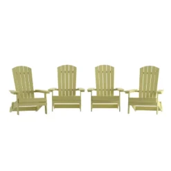 Emma And Oliver Set Of 4 Indoor/Outdoor Poly Resin Folding Adirondack Chairs, All-Weather Chairs For Porch, Patio, Or Sunroom -Emma And Oliver GUEST 15cda143 058a 45d8 b337 72224b0dc307