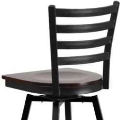 Emma And Oliver Black Ladder Back Swivel Metal Restaurant Dining Barstool -Emma And Oliver GUEST 15e96793 1f62 42af b281 3abfadc274b6