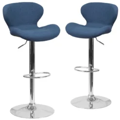 Emma And Oliver 2 Pack Contemporary Vinyl Adjustable Height Barstool With Curved Back And Chrome Base -Emma And Oliver GUEST 15f6258f 4cc0 442f 9fdd 6b935ef1c757