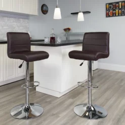 Emma And Oliver Swivel Rolled Seat Adjustable Height Barstool With Chrome Base -Emma And Oliver GUEST 16324a42 1a31 4f2c 9d67 99e06563596a