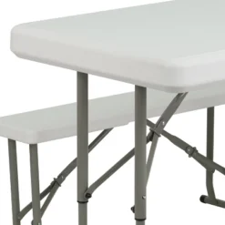 Emma And Oliver 3 Piece Portable Plastic Folding Bench And Table Set -Emma And Oliver GUEST 16657b55 30d6 4053 a0a6 87d0bb793c92