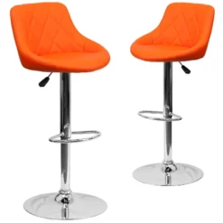 Emma And Oliver 2 Pack Contemporary Vinyl Bucket Seat Adjustable Height Barstool With Diamond Pattern Back And Chrome Base -Emma And Oliver GUEST 16a86d92 dded 4f44 bbb8 e3bdda7554be