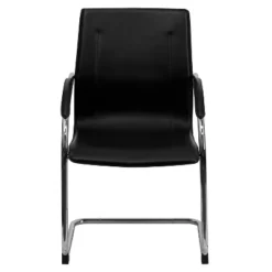 Emma And Oliver 4 Pack Black Vinyl Side Reception Chair W/ Chrome Sled Base - Lobby & Guest Seating -Emma And Oliver GUEST 16d251a5 05fc 48fe 877d fc51bd966e02