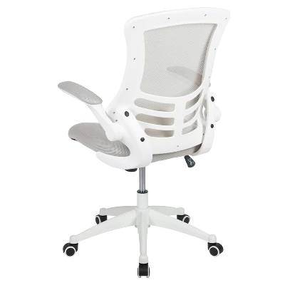 Emma And Oliver Mid-Back Light Gray Mesh Ergonomic Task Office Chair, White Frame - Flip-Up Arms 10 Emma And Oliver Mid-Back Light Gray Mesh Ergonomic Task Office Chair, White Frame - Flip-Up Arms - Image 10