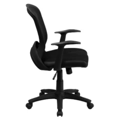 Emma And Oliver Mid-Back Designer Black Mesh Swivel Task Office Chair With Arms -Emma And Oliver GUEST 17706097 6efa 4795 9a2c 79b34a1f35bc