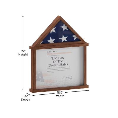 Emma And Oliver Small Solid Wood Memorial Flag Case With Certificate Holder And Shadow Box Display 5 Emma And Oliver Small Solid Wood Memorial Flag Case With Certificate Holder And Shadow Box Display - Image 5