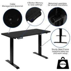 Emma And Oliver 48" Wide Black Electric Adjustable Standing Desk & Black Swivel Office Chair -Emma And Oliver GUEST 17d40d47 7ebd 4c5f 9067 e02fd11f2b05