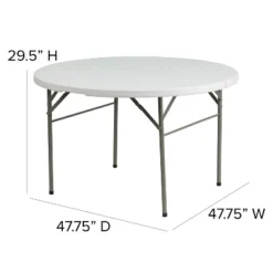 Emma And Oliver 4-Foot Round Bi-Fold Granite White Plastic Event Folding Table With Handle -Emma And Oliver GUEST 188f440a 4a67 4071 8334 9b78c5c8eabb