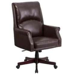 Emma And Oliver High Back Pillow Back Leather Executive Swivel Office Chair With Arms -Emma And Oliver GUEST 1915d78f 5cb0 46a6 8ffe 57b30e05810f