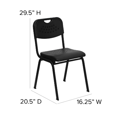 Emma And Oliver Black Plastic Student Classroom Stack Chair With Open Back 3 Emma And Oliver Black Plastic Student Classroom Stack Chair With Open Back - Image 3
