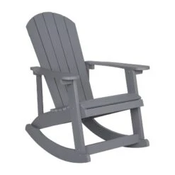 Emma And Oliver Classic All-Weather Poly Resin Rocking Adirondack Chair With Stainless Steel Hardware For Year Round Use -Emma And Oliver GUEST 1954a37f 14dc 4c3f b9ae e86ccc00fb14