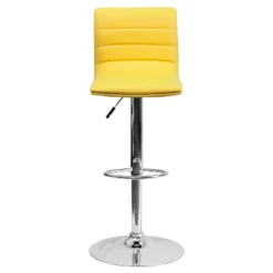 Emma And Oliver Yellow Vinyl Adjustable Height Barstool - Horizontal Stitch Back -Emma And Oliver GUEST 195b1e7b b6b1 4e52 891d 2d464e8a0489