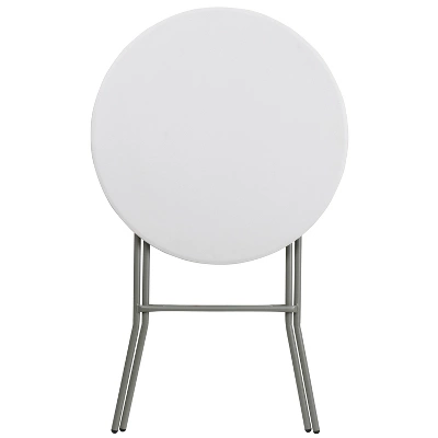 Emma And Oliver 2.6-Foot Round Granite White Plastic Bar Height Folding Event Table 4 Emma And Oliver 2.6-Foot Round Granite White Plastic Bar Height Folding Event Table - Image 4