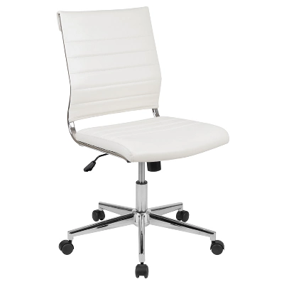 Emma And Oliver Mid-Back Armless LeatherSoft Ribbed Executive Swivel Office Chair 14 Emma And Oliver Mid-Back Armless LeatherSoft Ribbed Executive Swivel Office Chair - Image 14
