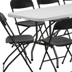 Emma And Oliver 8' Bi-Fold White Plastic Event/Training Folding Table Set W/ 10 Folding Chairs -Emma And Oliver GUEST 19bd29ee d6c7 423a bf7b d89a27c4aaf8