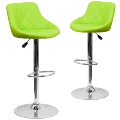 Emma And Oliver 2 Pack Contemporary Vinyl Bucket Seat Adjustable Height Barstool With Diamond Pattern Back And Chrome Base -Emma And Oliver GUEST 1a52dbad 4be1 4de6 b4f7 4d15050bffb4
