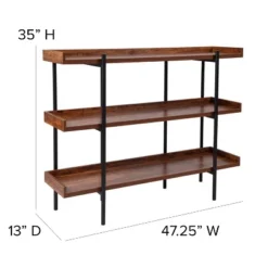 Emma And Oliver 3 Shelf 35"H Storage Display Unit Bookcase In Rustic Wood Grain Finish -Emma And Oliver GUEST 1a6ae589 821e 4b82 8848 7dc994fb9ce6