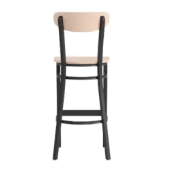 Emma And Oliver Industrial Barstool With Rolled Steel Frame And Solid Wood Seat - 500 Lbs. Static Weight Capacity -Emma And Oliver GUEST 1a8326d0 1a98 4a8c 8bd0 e3d3d37434d6