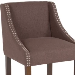 Emma And Oliver 24"H Transitional Walnut Counter Stool W/ Accent Nail Trim -Emma And Oliver GUEST 1a8bf613 efb1 4c5a b243 ad68686c9c55