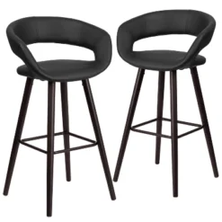 Emma And Oliver 2 Pk. 29'' High Contemporary Vinyl Barstool With Cappuccino Wood Frame -Emma And Oliver GUEST 1b0f565b cd8c 4ddf 9d43 31b93cd5d852