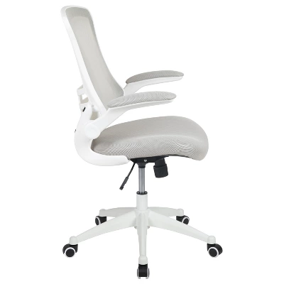 Emma And Oliver Mid-Back Light Gray Mesh Ergonomic Task Office Chair, White Frame - Flip-Up Arms 11 Emma And Oliver Mid-Back Light Gray Mesh Ergonomic Task Office Chair, White Frame - Flip-Up Arms - Image 11
