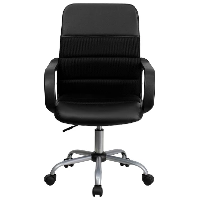 Emma And Oliver Mid-Back Black LeatherSoft And Mesh Swivel Task Office Chair With Arms 8 Emma And Oliver Mid-Back Black LeatherSoft And Mesh Swivel Task Office Chair With Arms - Image 8